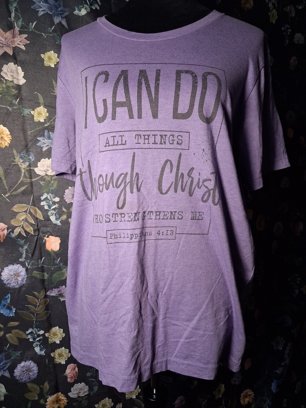 Purple Graphic Christian Faith Tee Shirt - I Can Do - Philippians 4:13